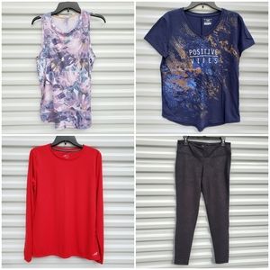 4 piece size L athletic bundle, 3 tees, 1 legging